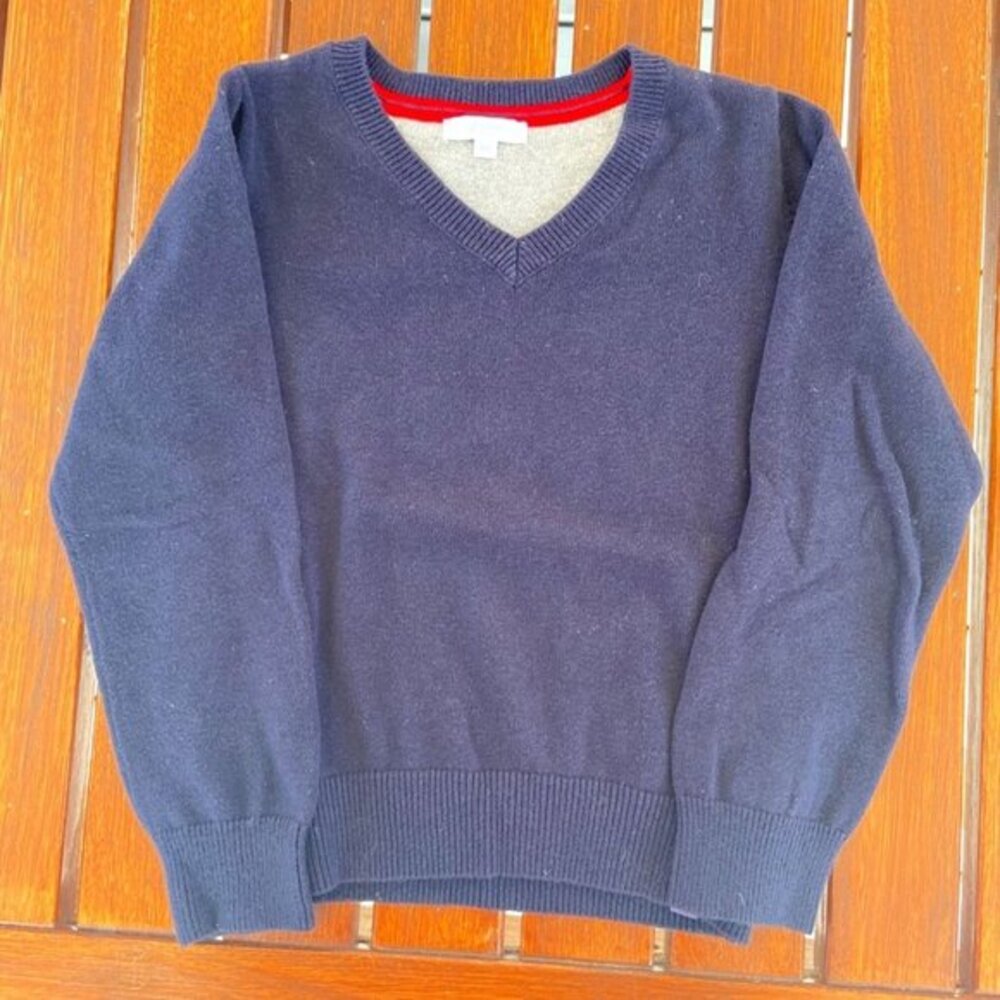 Jacadi Boy's Cotton and Wool Blend V Neck Sweater in Size 6 EUC